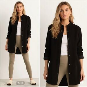 James Perse Corduroy Tunic Shirt Top Womens 3 WKUP3642 Black Long Sleeve​ Career